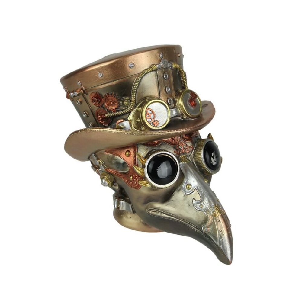 Steampunk Plague Doctor Copper Bronze Statue 6.75" High